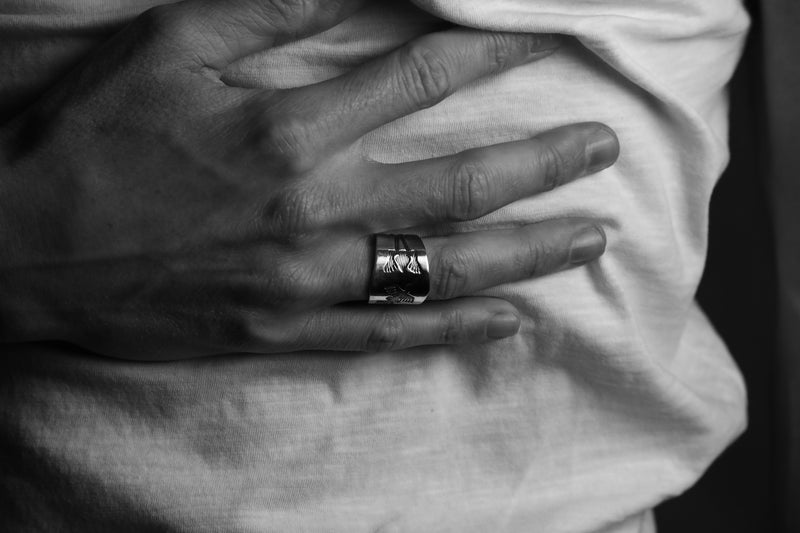 Bague ethnique en argent pour homme
