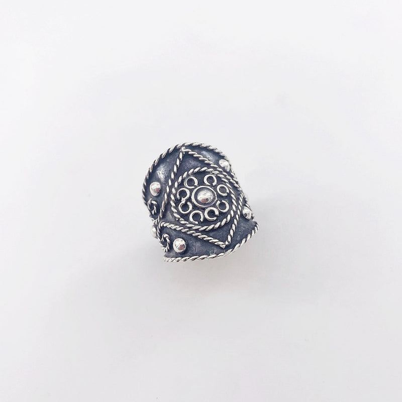 Bague ethnique en argent oxydé homme - Yetzel