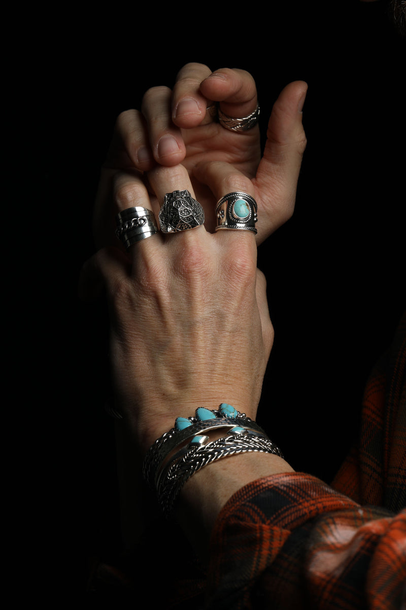 Men's silver bangle - Rocio